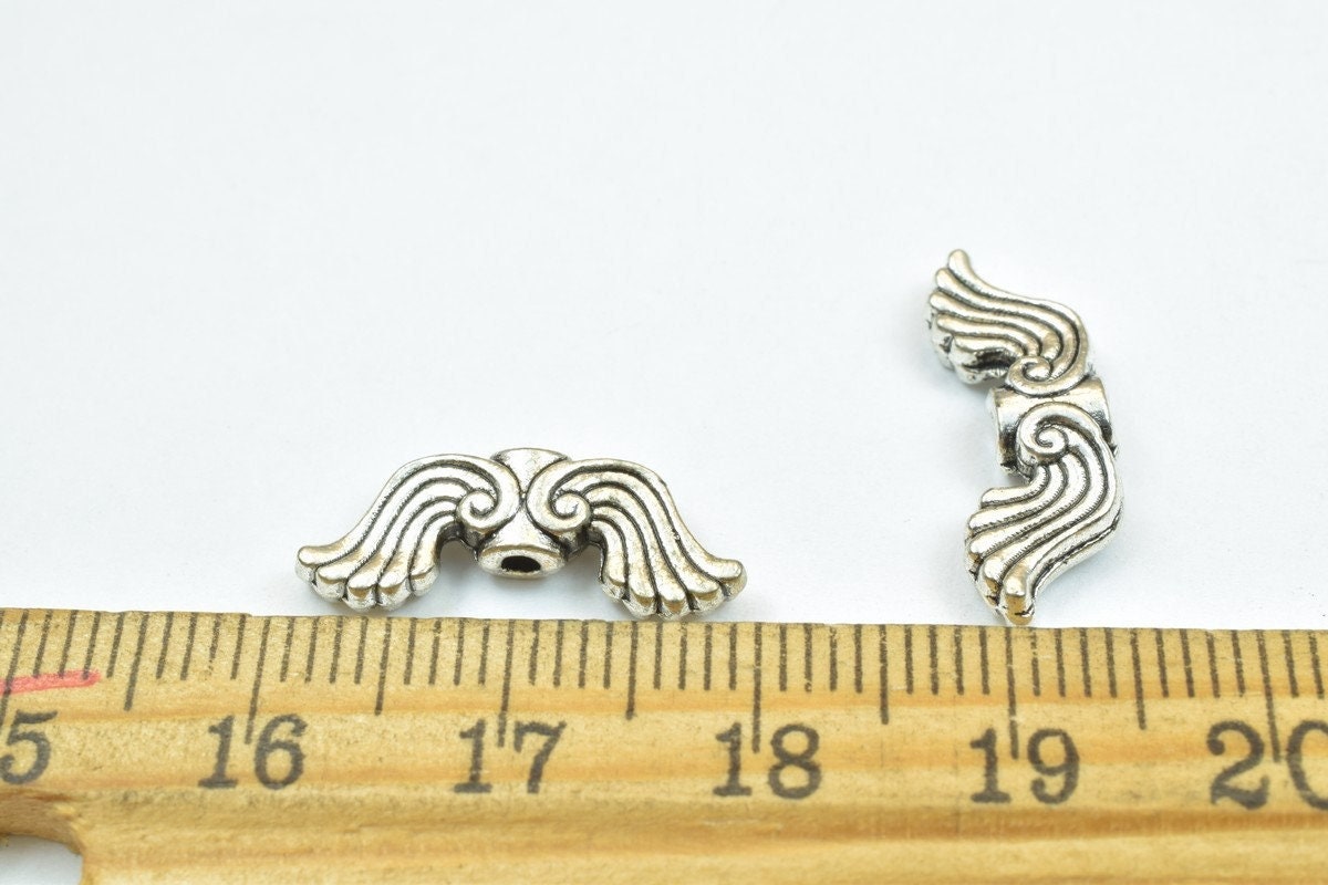 10PCs Angel Fairy Wing Spacer Alloy Charm Antique Silver Connector Size 7.5x20mm Thickness 3.5mm Hole 1.5mm Decorative Des...