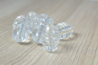 18 x 25mm Clear Ridge Lucite Plastic Beads/Vintage Barrel Plastic Clear Beads/Wholesale/Sold by 60 PCs, Clear Beads,Groove...