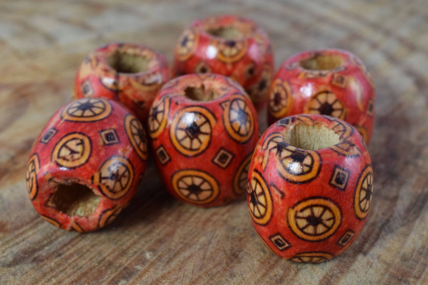 16mm Exotic Wooden Barrel Round Beads/Wooden Beads/ Floral Wooden/Leopard Wooden Beads/ Natural Large Hole Beads/Wooden Je...