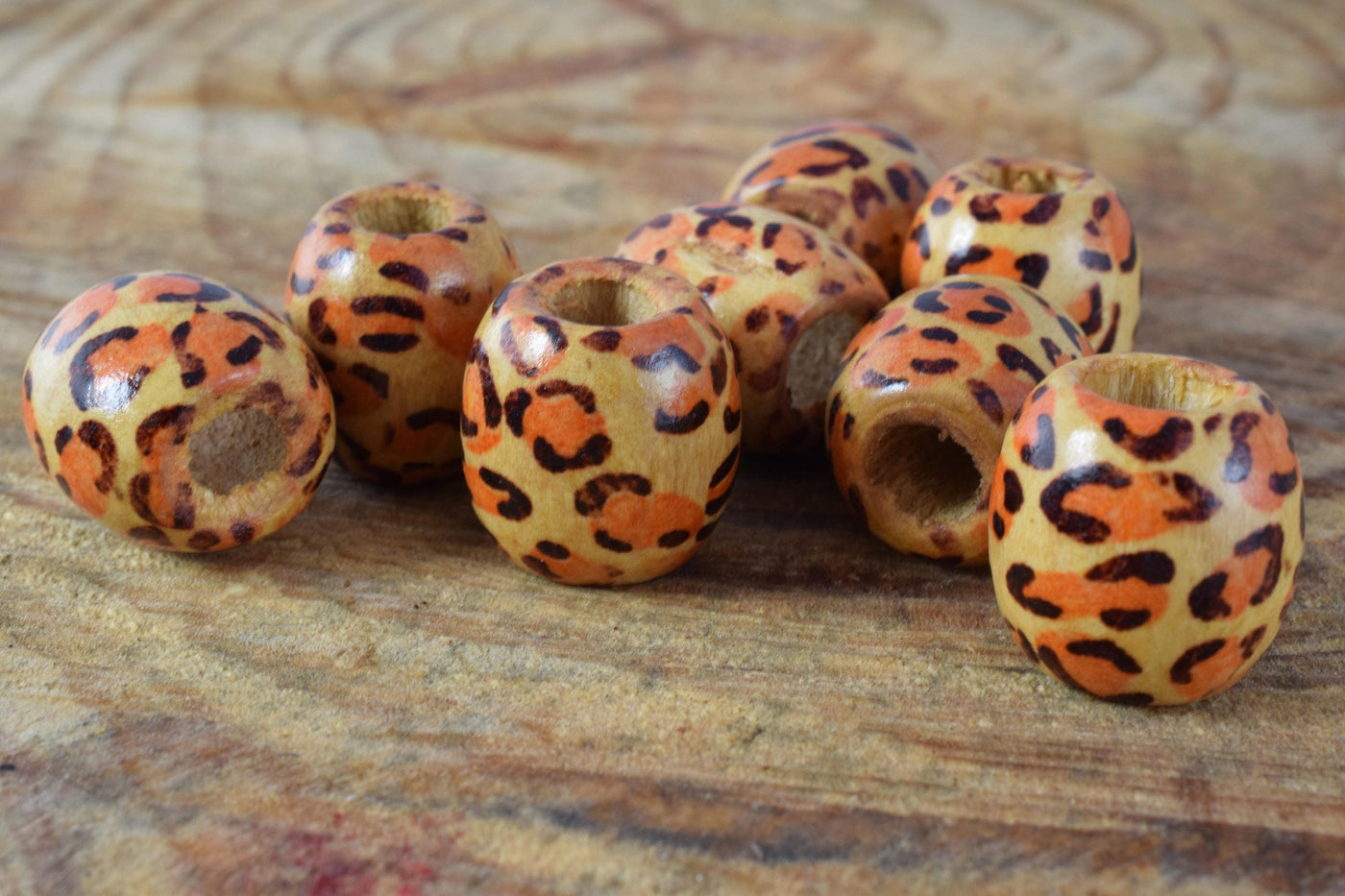 16mm Exotic Wooden Barrel Round Beads/Wooden Beads/ Floral Wooden/Leopard Wooden Beads/ Natural Large Hole Beads/Wooden Je...