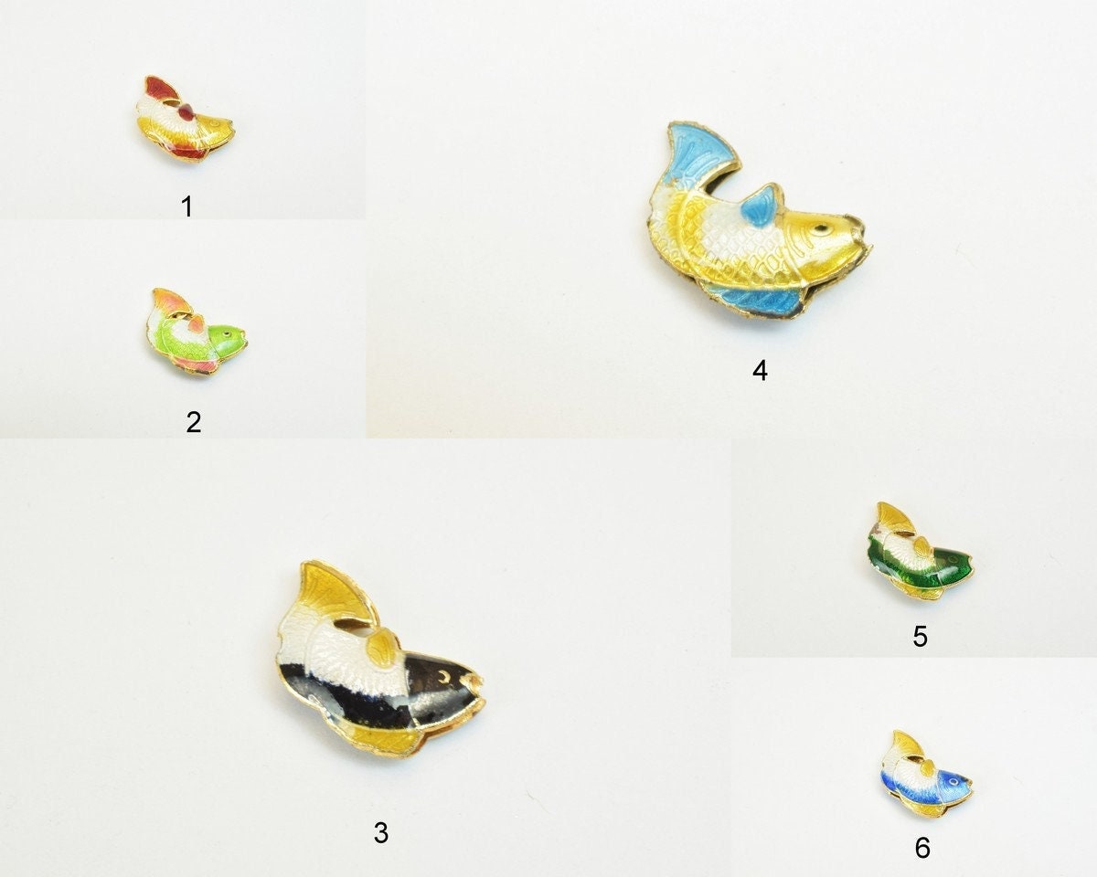 3 PCs Fish Cloisonne Pendant Beads Size 21x13mm Thickness 5mm Hole Size 1mm Enamel Design Sweater Chain Charm For Jewelry...