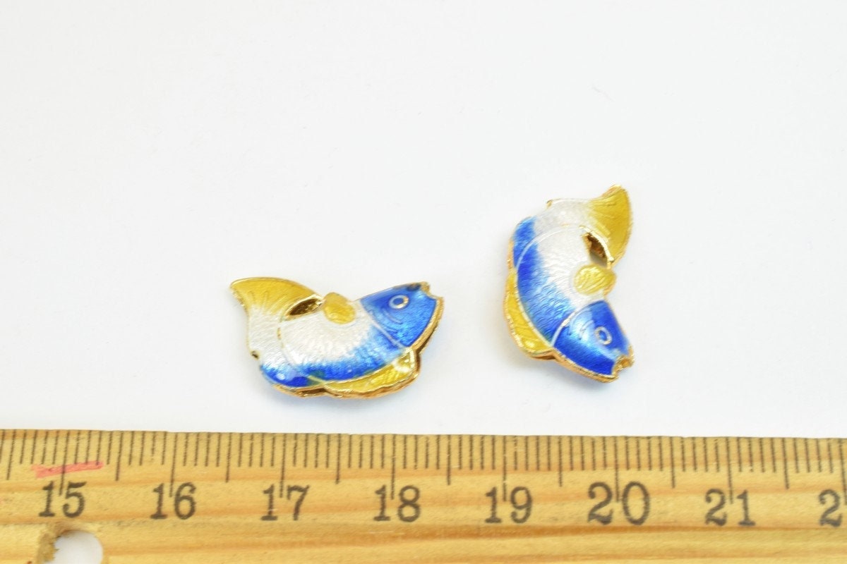 3 PCs Fish Cloisonne Pendant Beads Size 21x13mm Thickness 5mm Hole Size 1mm Enamel Design Sweater Chain Charm For Jewelry...