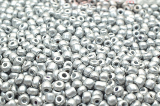 Silver Glass Seed Beads Sizes 8/0 & 6/0: Bulk Jewelry Craft Supply, Mixed Tiny Round Beads (1 Pound, Loose Glass)