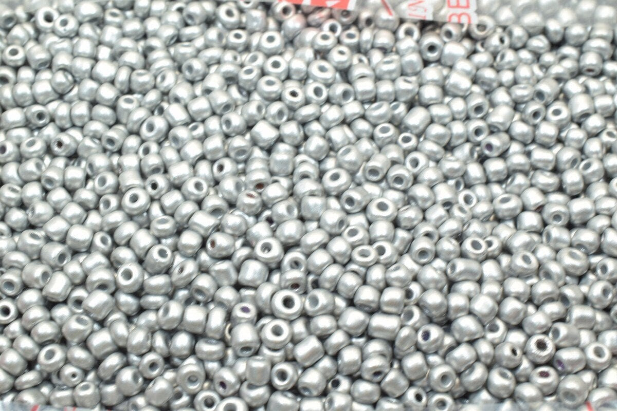 Silver Glass Seed Beads Sizes 8/0 & 6/0: Bulk Jewelry Craft Supply, Mixed Tiny Round Beads (1 Pound, Loose Glass)