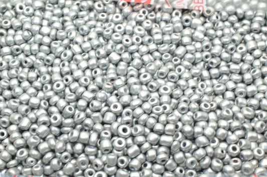 Silver Glass Seed Beads Sizes 8/0 & 6/0: Bulk Jewelry Craft Supply, Mixed Tiny Round Beads (1 Pound, Loose Glass)