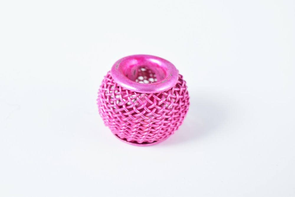 Wire Mesh Round Chunky Metal Beads: Basketball Wives Style Jewelry Components (12mm Large Hole, 6pcs, Metal Mesh)