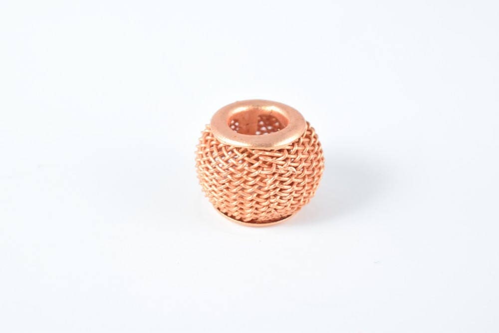Wire Mesh Round Chunky Metal Beads: Basketball Wives Style Jewelry Components (12mm Large Hole, 6pcs, Metal Mesh)