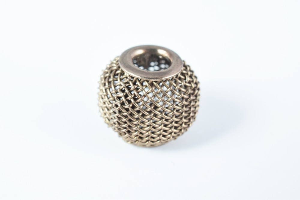 Wire Mesh Round Chunky Metal Beads: Basketball Wives Style Jewelry Components (12mm Large Hole, 6pcs, Metal Mesh)