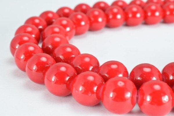 Red Glass Beads Round 12mm Shine Round Beads For Jewelry Making Item #789222045678 jewelry making supplies - detail image 4