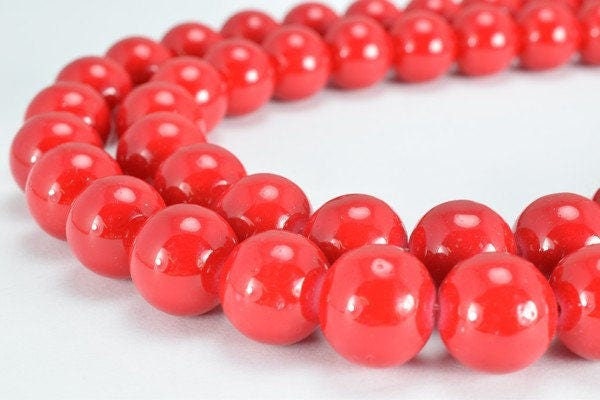Red Glass Beads Round 12mm Shine Round Beads For Jewelry Making Item #789222045678 jewelry making supplies - detail image 5