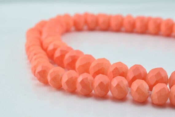 Matte Glass Beads Donut Rondelle Faceted for Jewelry Decoration Chandelier 4x6mm and 6x8mm. 2 Sizes Group 60 PCs ea Item#7...