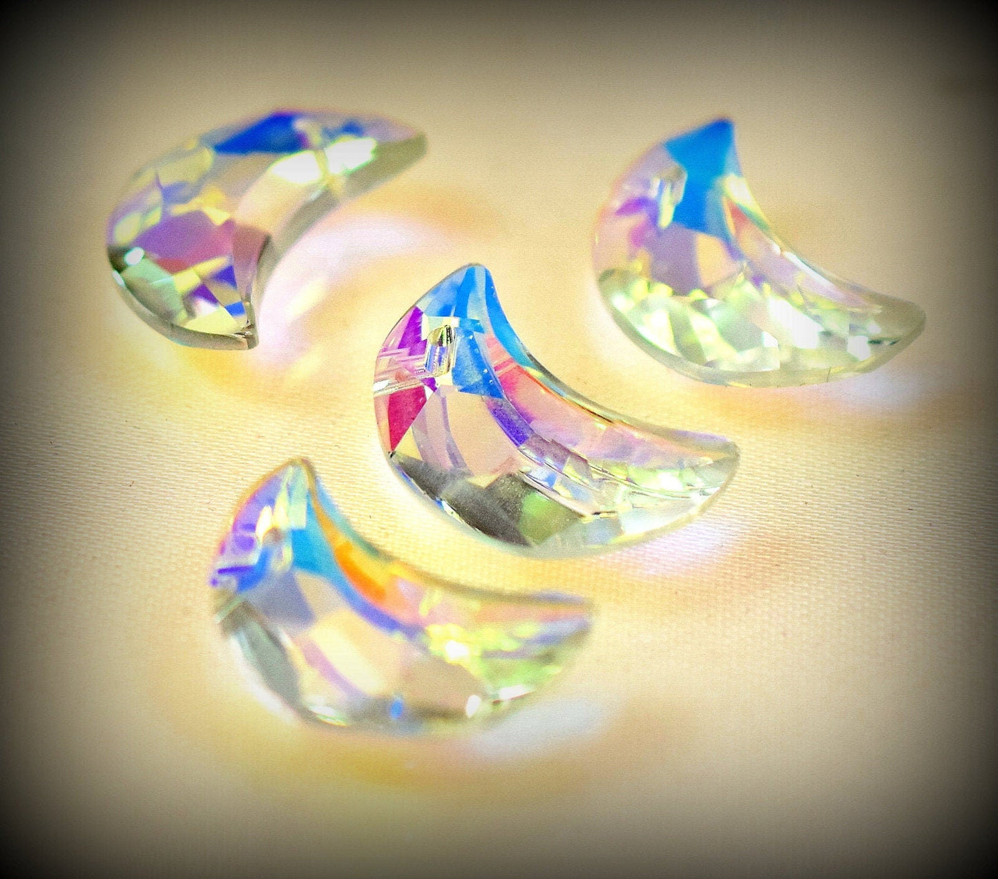 Crystal Chandelier Faceted Moon Shape Clear AB Iridescent 20x13mm, Hair jewelry , Top Hole, Sparkling Dangling Charm,Brace...