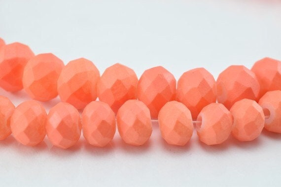 Matte Glass Beads Donut Rondelle Faceted for Jewelry Decoration Chandelier 4x6mm and 6x8mm. 2 Sizes Group 60 PCs ea Item#7...