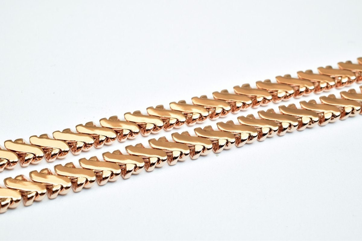 18K Rose gold filled EP tarnish resistant Chain 19" Inches Long 5mm width 2mm Thickness CG227 jewelry making supplies - de...