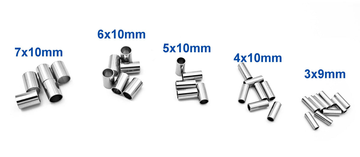 Plain Tube Spacer Silver Beads: Multi-Size Stainless Steel Cylinders, Durable Finish | Jewelry Making, Bulk Supply | 20 Pieces Set