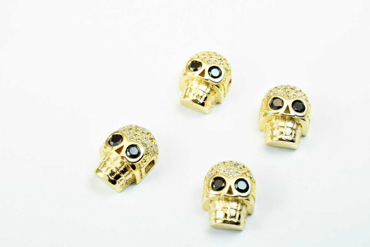 Skull Micro Pave 14K Gold Filled Look, EP CZ Cubic Zirconia  GFM40A jewelry making supplies - detail image 5