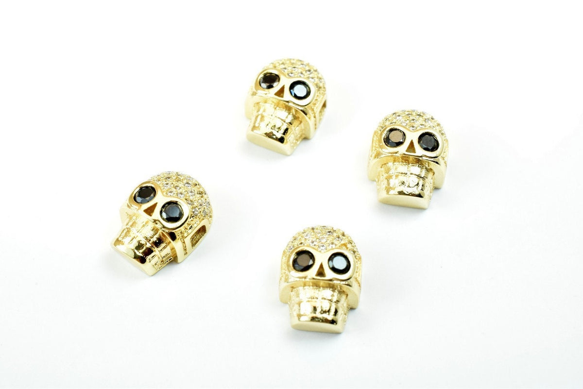 Skull Micro Pave 14K Gold Filled Look, EP CZ Cubic Zirconia  GFM40A jewelry making supplies - detail image 6