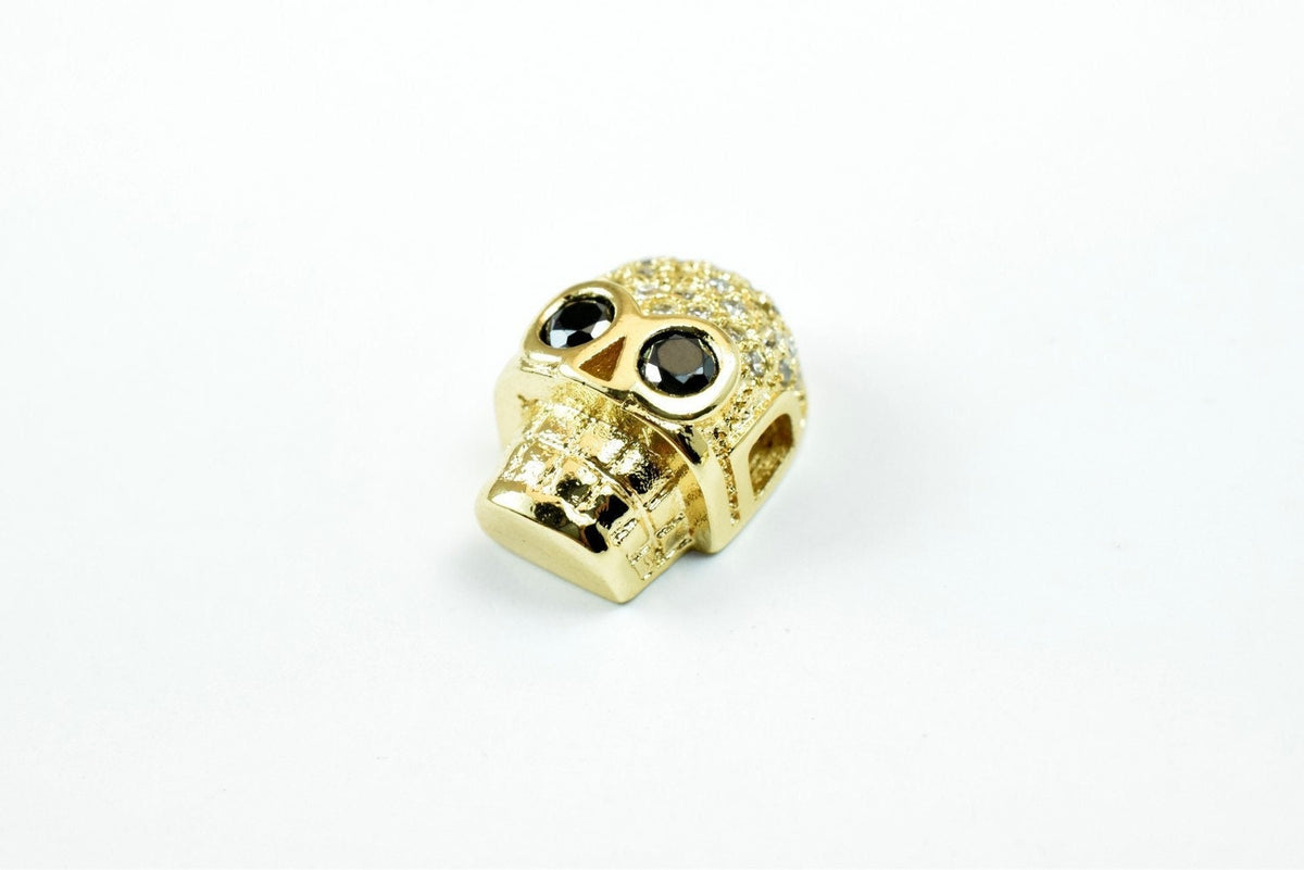 Skull Micro Pave 14K Gold Filled Look, EP CZ Cubic Zirconia  GFM40A jewelry making supplies - detail image 9
