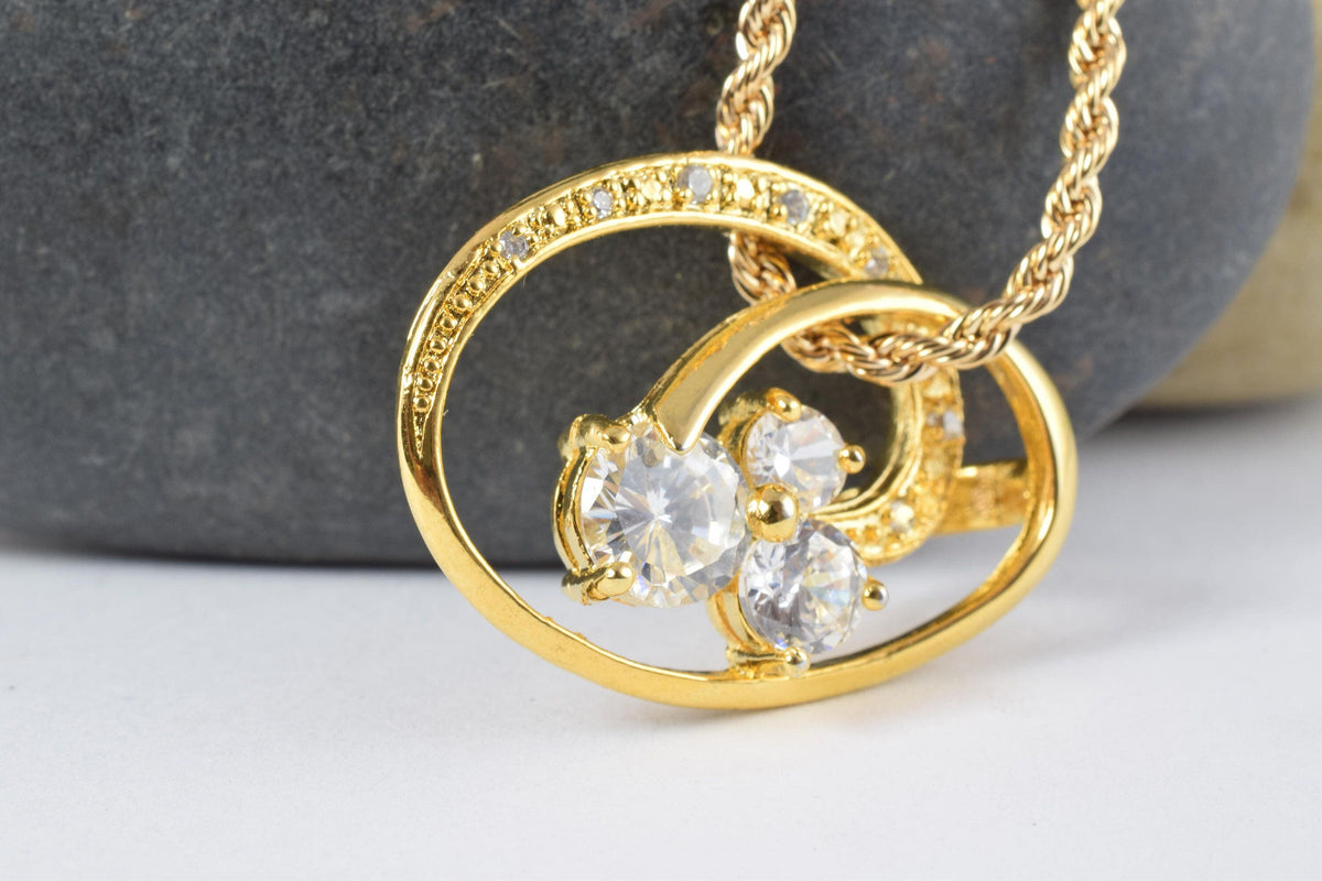 24x32mm 18KT Gold Filled CubicZirconiaCircle Pendant Elegant Design Infinity Round Cubic Zirconia Crystal, Gold Filled Pen...