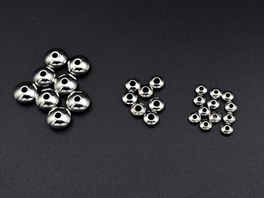 Wheel Roundel Plain Spacer Beads: Silver Rhodium Finish - Stainless Steel, 4mm to 8mm Sizes, Jewelry Findings Bulk Pack
