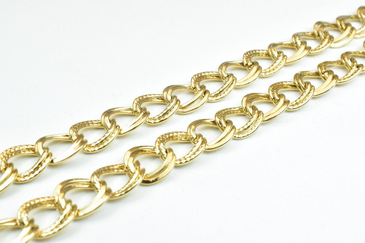 18K Gold Filled Alternative Chain - Durable Jewelry Making Chain - 9mm Width, Tarnish Resistant, , 18.5 Inch Length