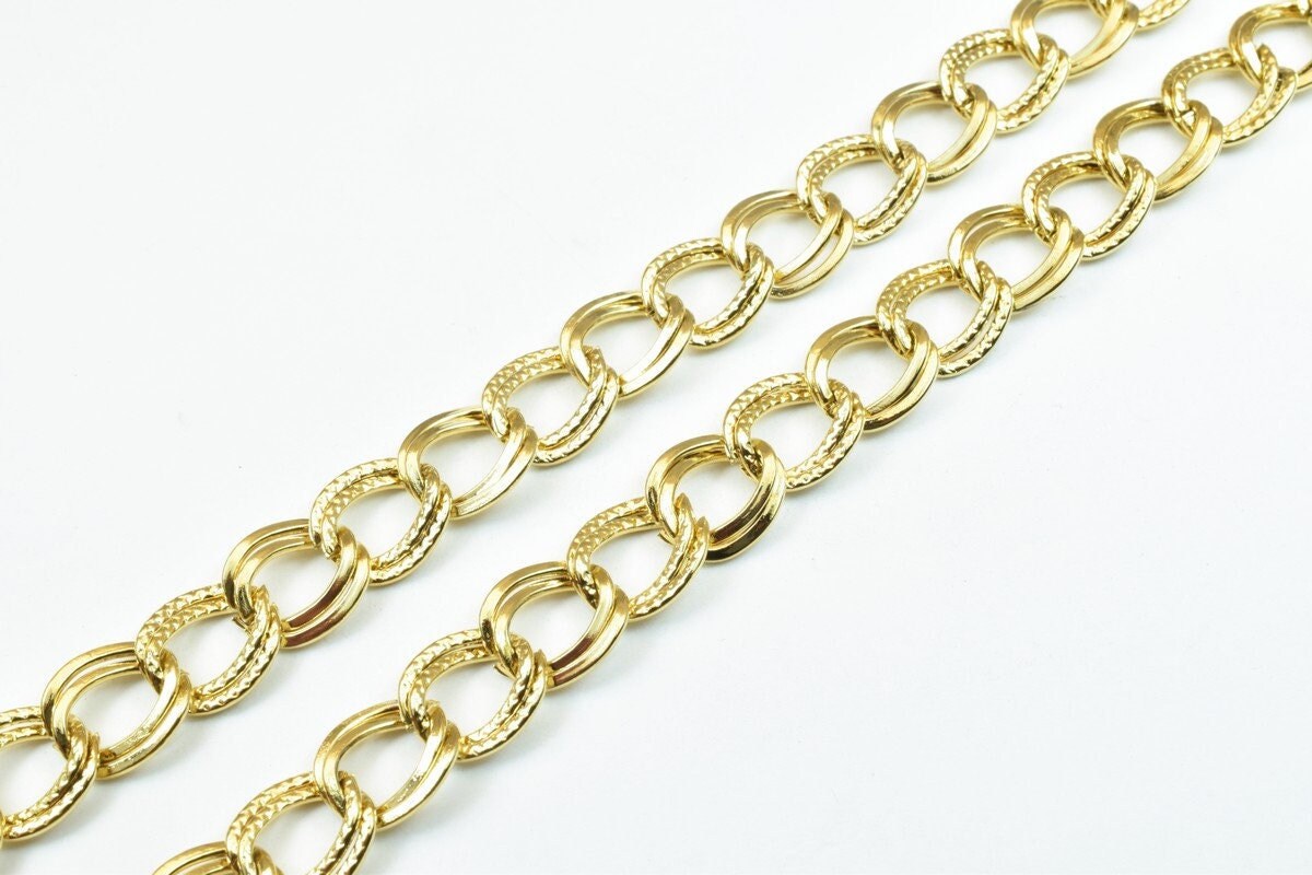 18K Gold Filled Alternative Chain - Durable Jewelry Making Chain - 9mm Width, Tarnish Resistant, , 18.5 Inch Length