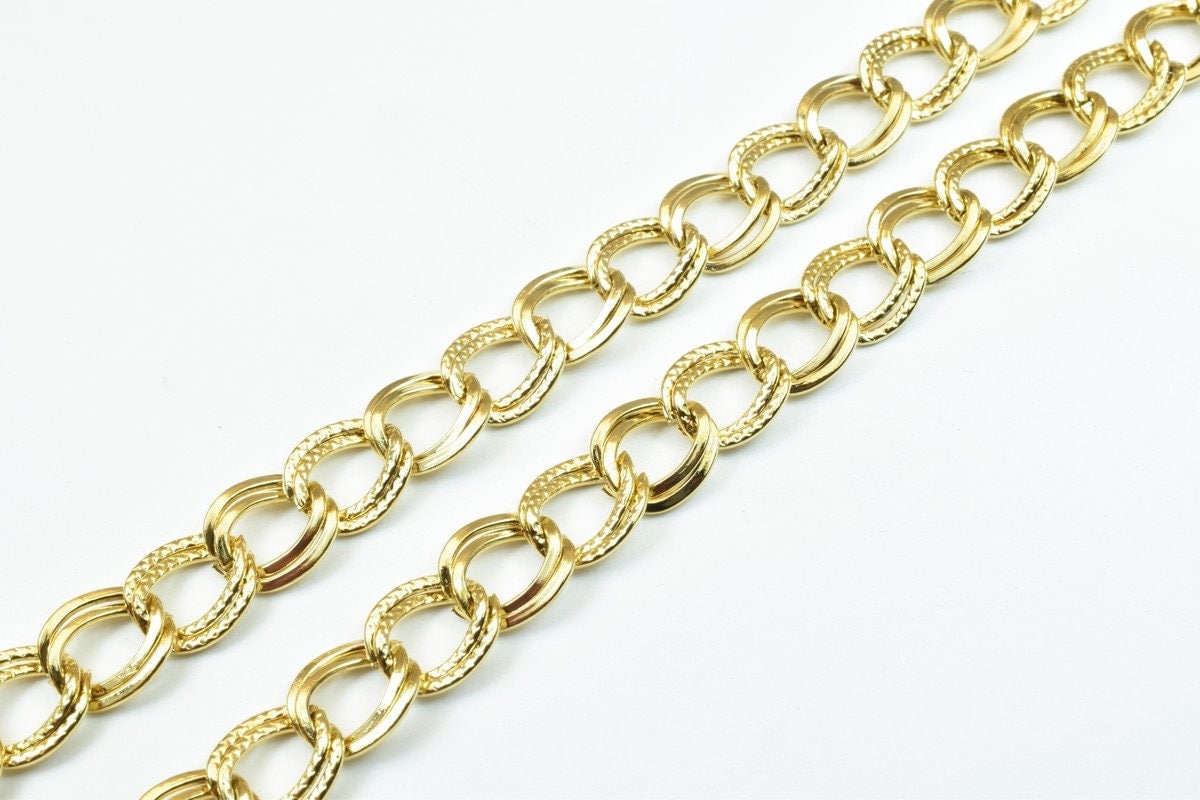 18K Gold Filled Alternative Chain - Durable Jewelry Making Chain - 9mm Width, Tarnish Resistant, , 18.5 Inch Length