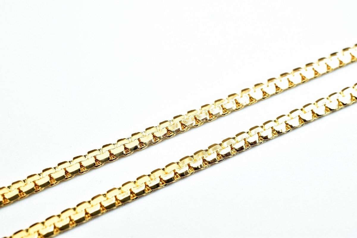 18K Pinky Gold Filled Look, EP Chain Size 19" Long 2mm Width 1mm Thick  CG371 jewelry making supplies - detail image 3