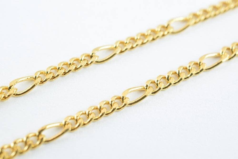Gold Filled EP Figaro Chain 18KT Gold Filled Size 20" Long 2mm Width 1mm Thickness  Item #CG111 jewelry making supplies