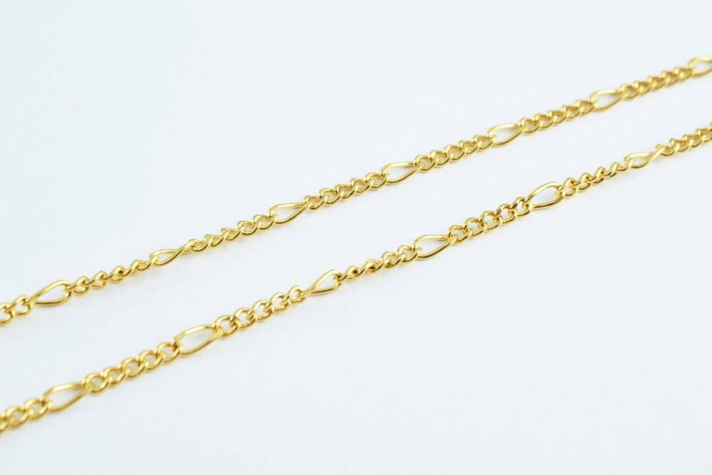 Gold Filled EP Figaro Chain 18KT Gold Filled Size 20" Long 2mm Width 1mm Thickness  Item #CG111 jewelry making supplies -...