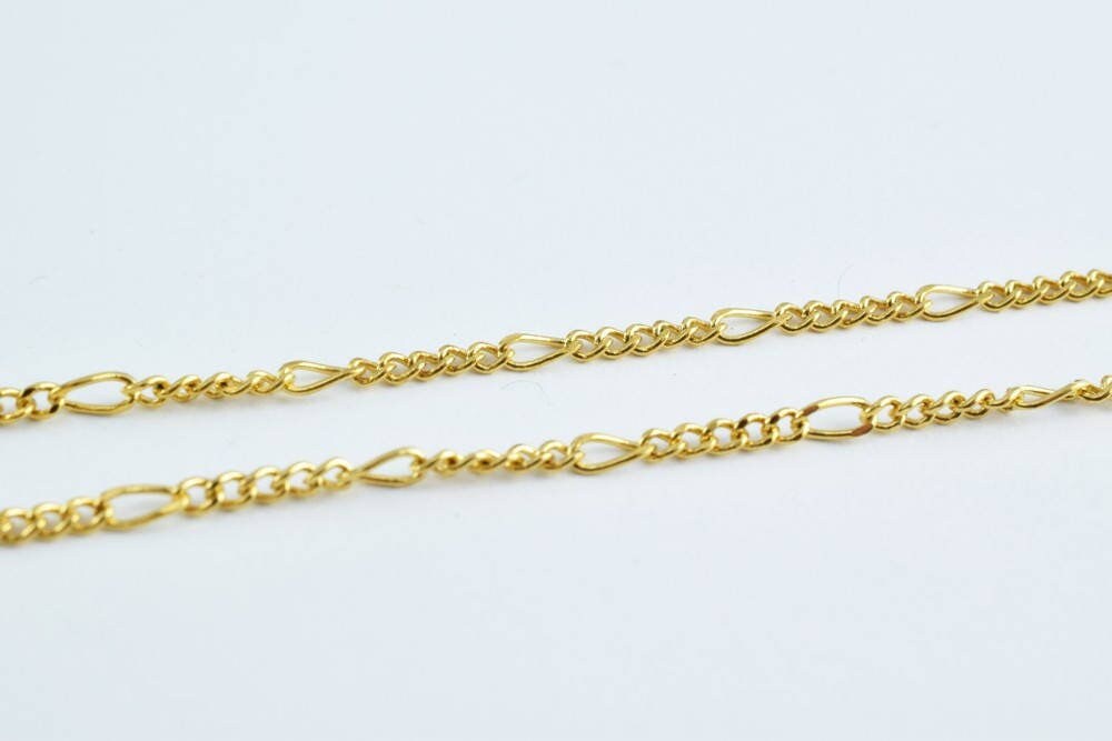 Gold Filled EP Figaro Chain 18KT Gold Filled Size 20" Long 2mm Width 1mm Thickness  Item #CG111 jewelry making supplies -...