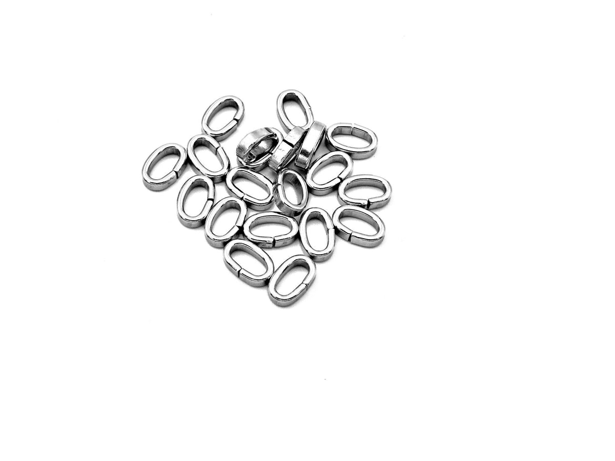 Oval Roundel Jump Rings Jewelry Findings, Silver Tone Finish (Size 10x6mm, Stainless Steel, Nickel Free, 20 Pieces)