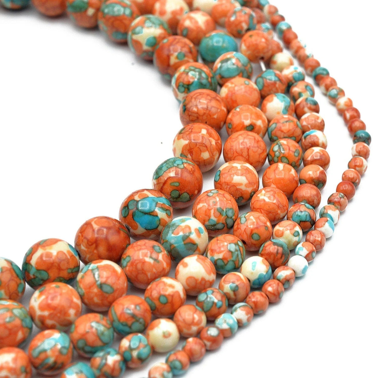 orange rain flower jasper gemstone round stone beads 4 mm 6 mm 8 mm 10 mm 12 mm natural healing stone chakra stones for je...