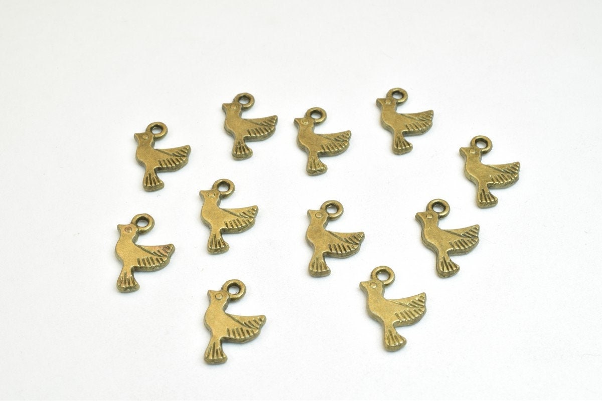 18 PCs Bird Charm Antique Green Alloy Size 14.5x9mm Thickness 1.5mm Jump Ring 1.5mm Decorative Design Jewelry Making jewel...