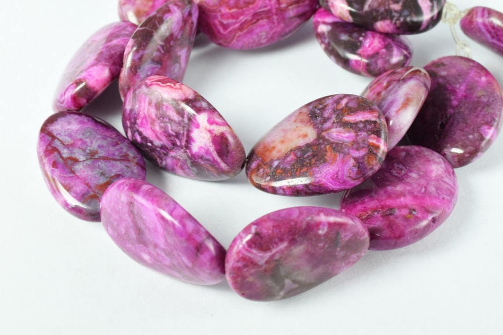 Purple Charoite Agate Oval Gemstone Beads 1 strand 15 PCs Size 25mm Hole Size 1mm Natural, healing, chakra, birthstone for...