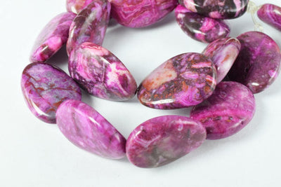 Purple Charoite Agate Oval Gemstone Beads 1 strand 15 PCs Size 25mm Hole Size 1mm Natural, healing, chakra, birthstone for...