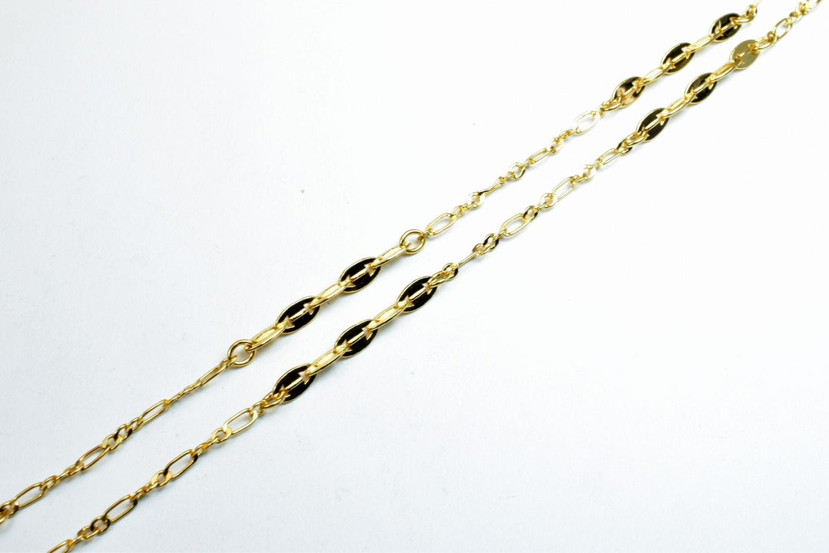 18K Gold Filled Alternative Mixed Cuban Cable Chain: 17 1/4" Length, 4mm Width, | Tarnish Resistant, Durable Finish