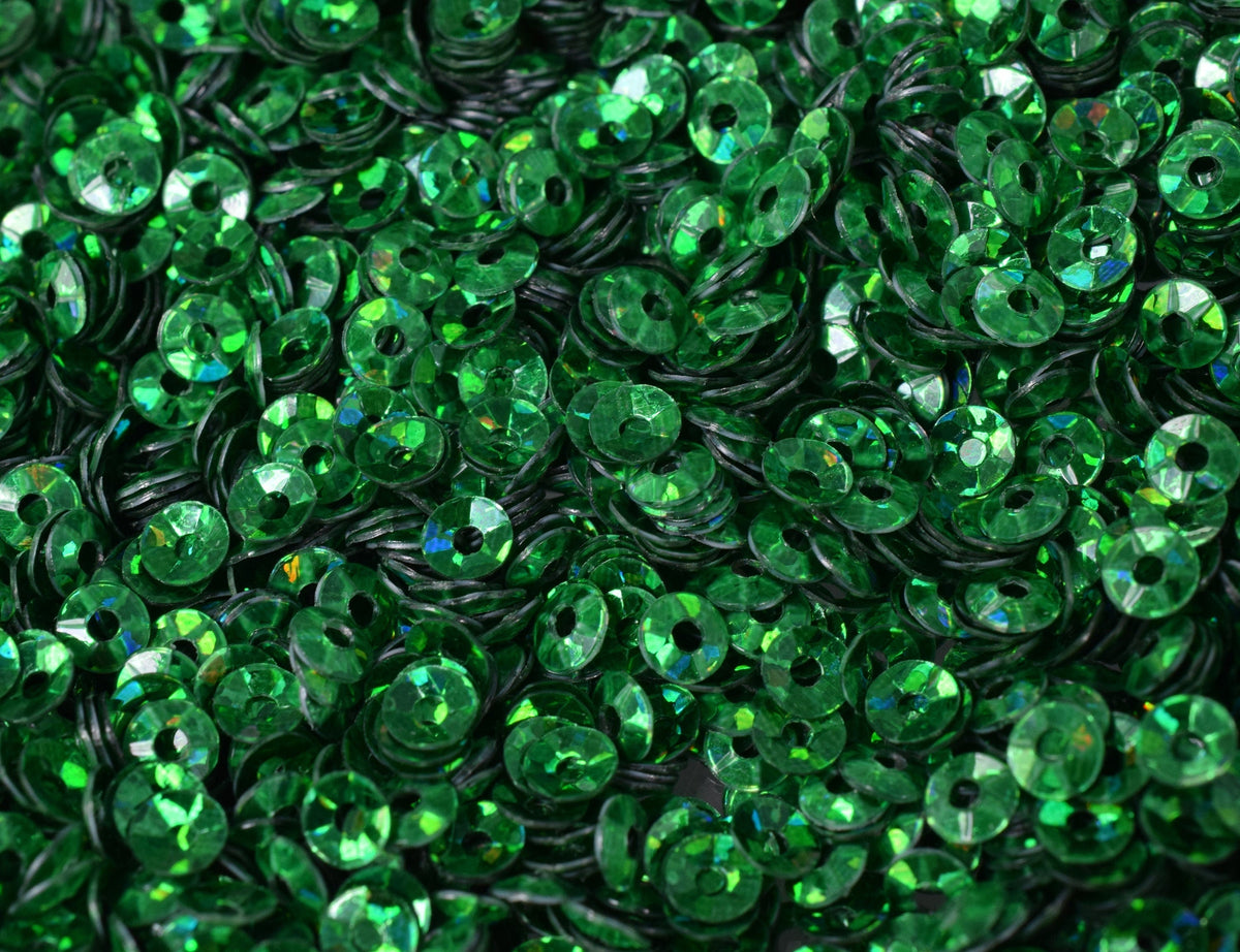 Deep Green Cup Iridescent Sheen Sequins: 3mm Round Loose Paillettes, 2000pcs Pack | Craft Supplies, Embellishments, Sewing Trim