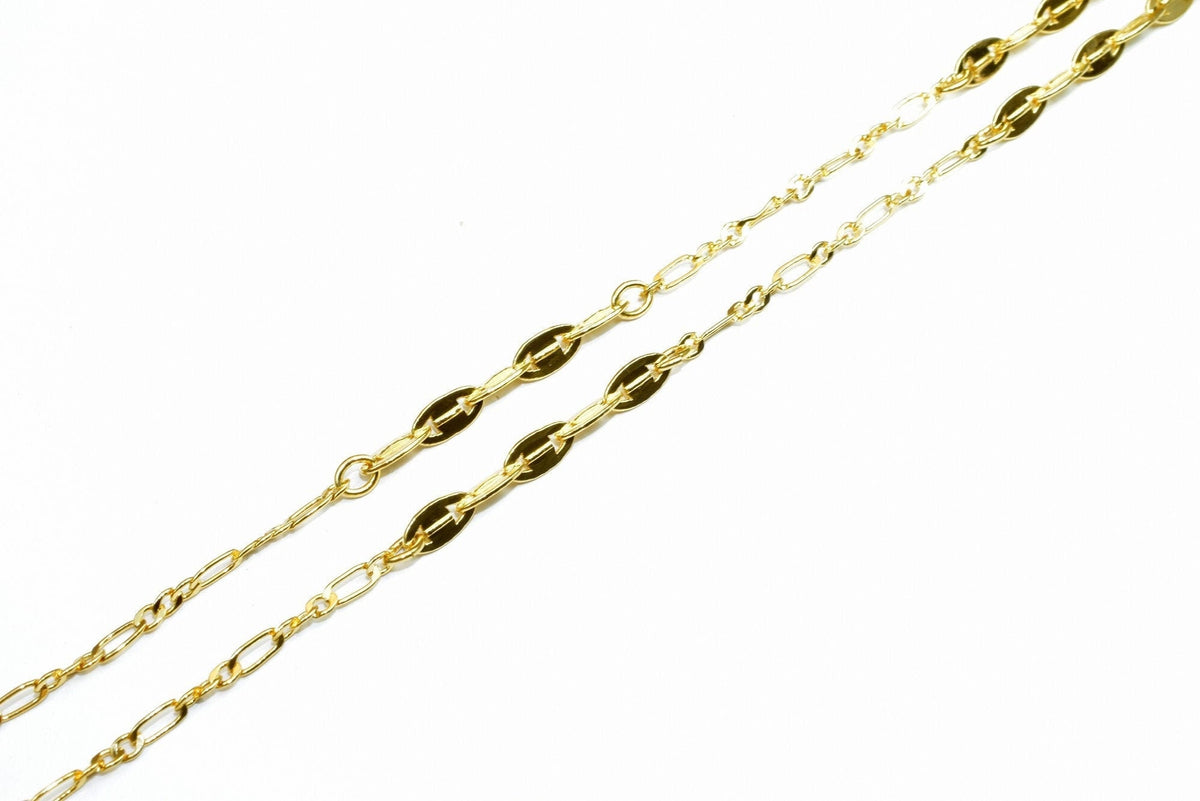 18K Gold Filled Alternative Mixed Cuban Cable Chain: 17 1/4" Length, 4mm Width, | Tarnish Resistant, Durable Finish