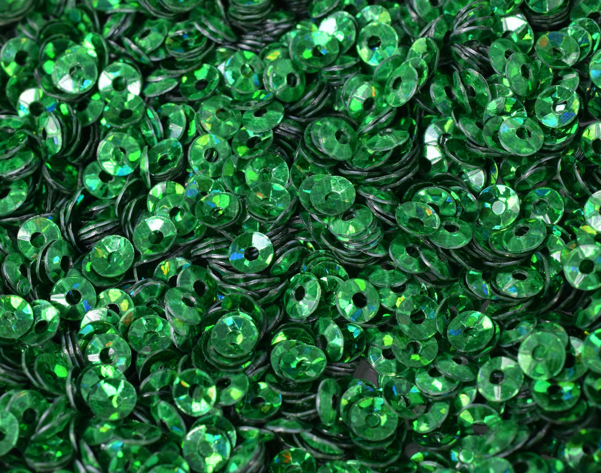Deep Green Cup Iridescent Sheen Sequins: 3mm Round Loose Paillettes, 2000pcs Pack | Craft Supplies, Embellishments, Sewing Trim