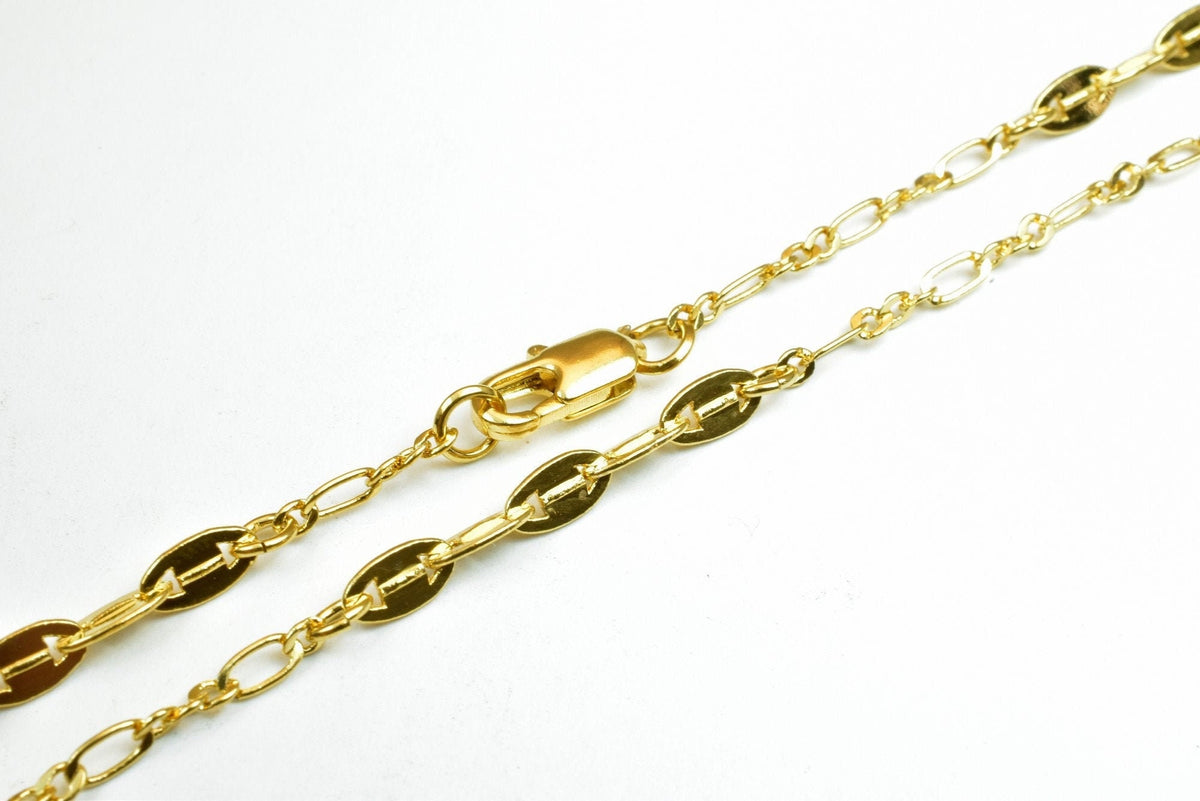 18K Gold Filled Alternative Mixed Cuban Cable Chain: 17 1/4" Length, 4mm Width, | Tarnish Resistant, Durable Finish