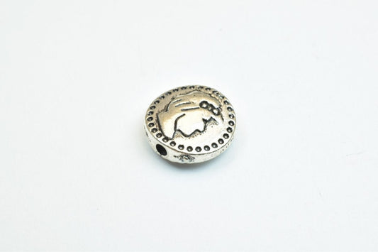 12 PCs Princess Face Connector Charm Silver Alloy Metal Beads Round 12mm Thickness 4.5mm Hole Size 1mm Decorative Design F...