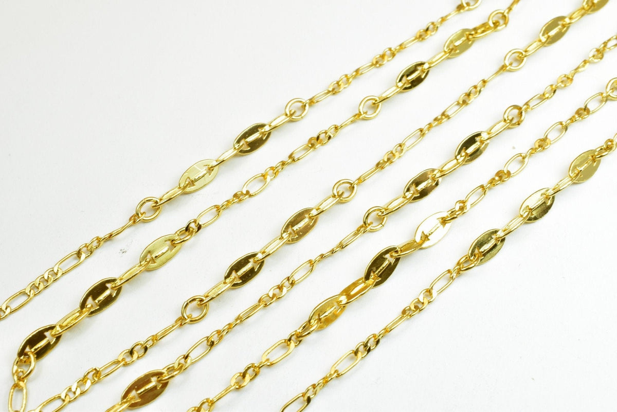 18K Gold Filled Alternative Mixed Cuban Cable Chain: 17 1/4" Length, 4mm Width, | Tarnish Resistant, Durable Finish