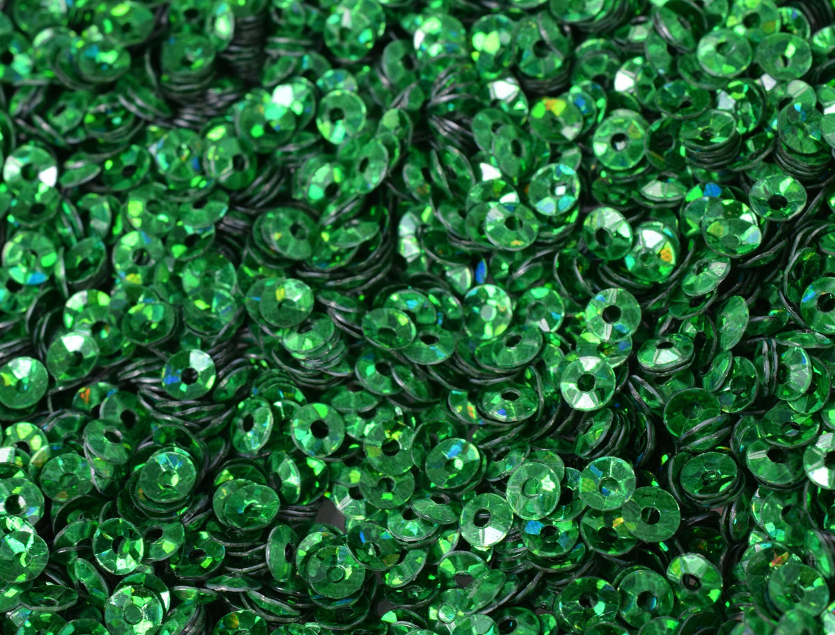 Deep Green Cup Iridescent Sheen Sequins: 3mm Round Loose Paillettes, 2000pcs Pack | Craft Supplies, Embellishments, Sewing Trim