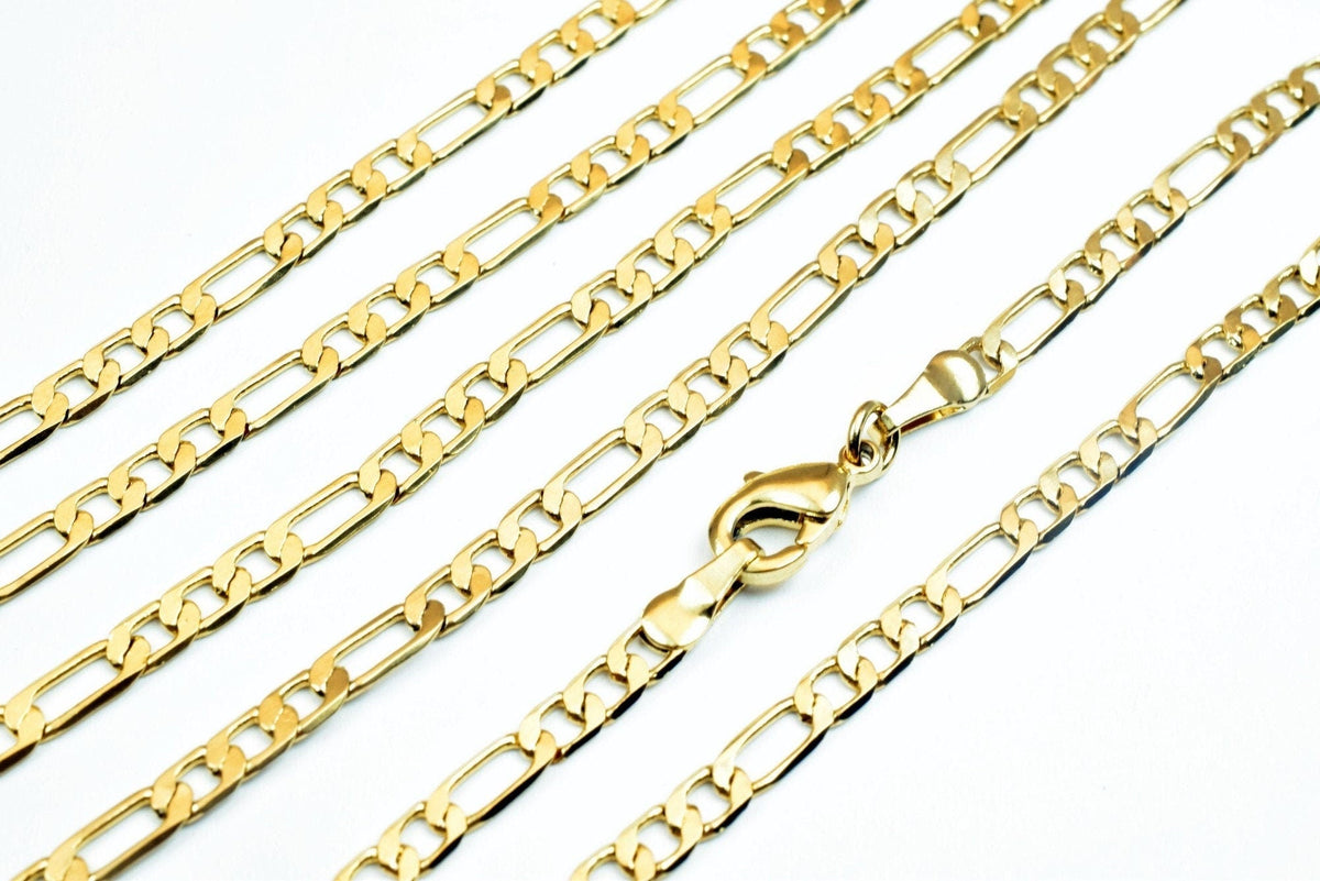 18K Gold Filled EP Figaro Chain Width 2.5mm, Thickness 0.5mm, 31" Inches Bohemian Findings Jewelry For Jewelry Making  CG1...
