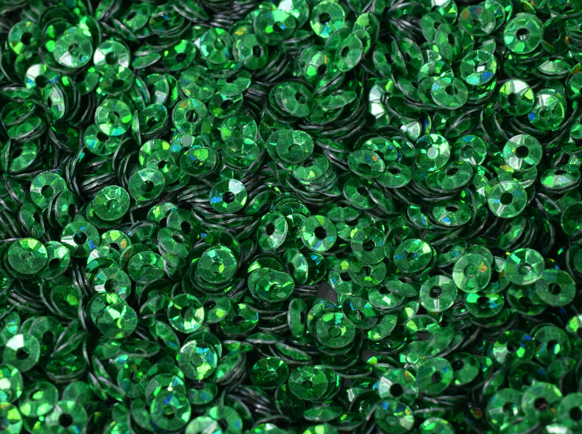Deep Green Cup Iridescent Sheen Sequins: 3mm Round Loose Paillettes, 2000pcs Pack | Craft Supplies, Embellishments, Sewing Trim