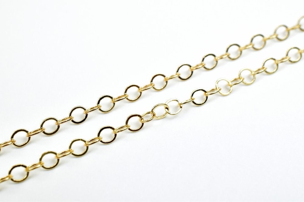 18K Pinky Gold Filled Alternative Cable Chain, Delicate 2mm Width (17.5 Inch Length, Tarnish Resistant, )