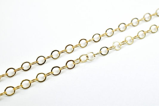 18K Pinky Gold Filled Alternative Cable Chain, Delicate 2mm Width (17.5 Inch Length, Tarnish Resistant, )