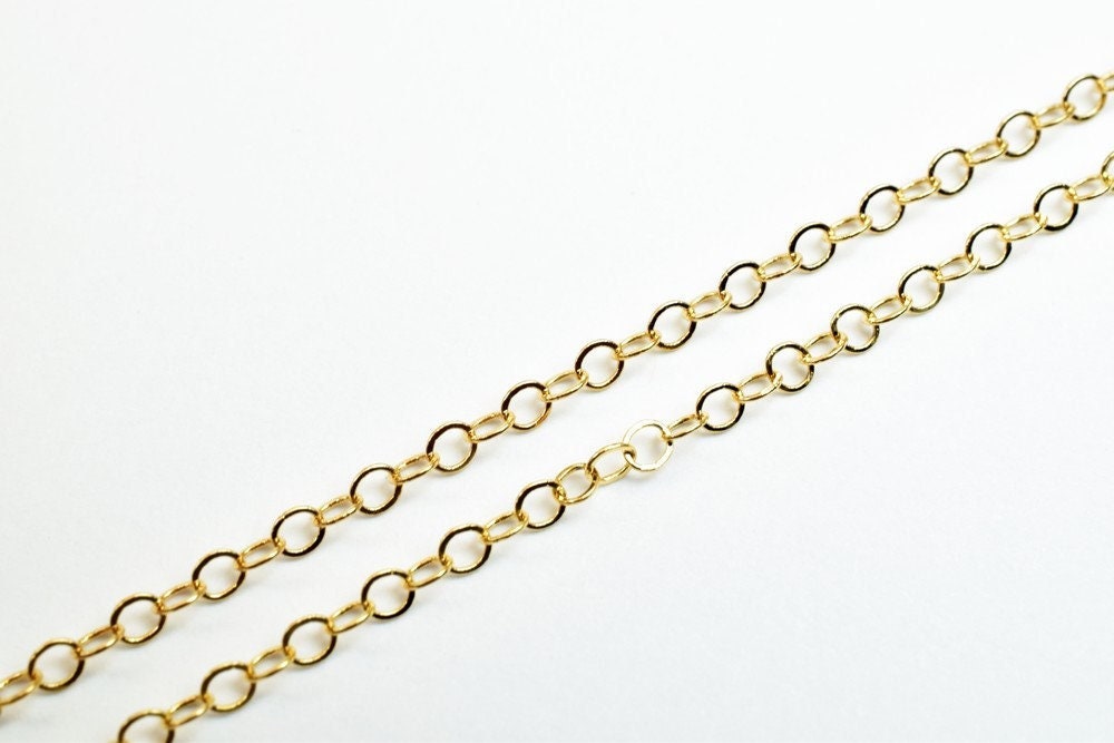 18K Pinky Gold Filled Alternative Cable Chain, Delicate 2mm Width (17.5 Inch Length, Tarnish Resistant, )