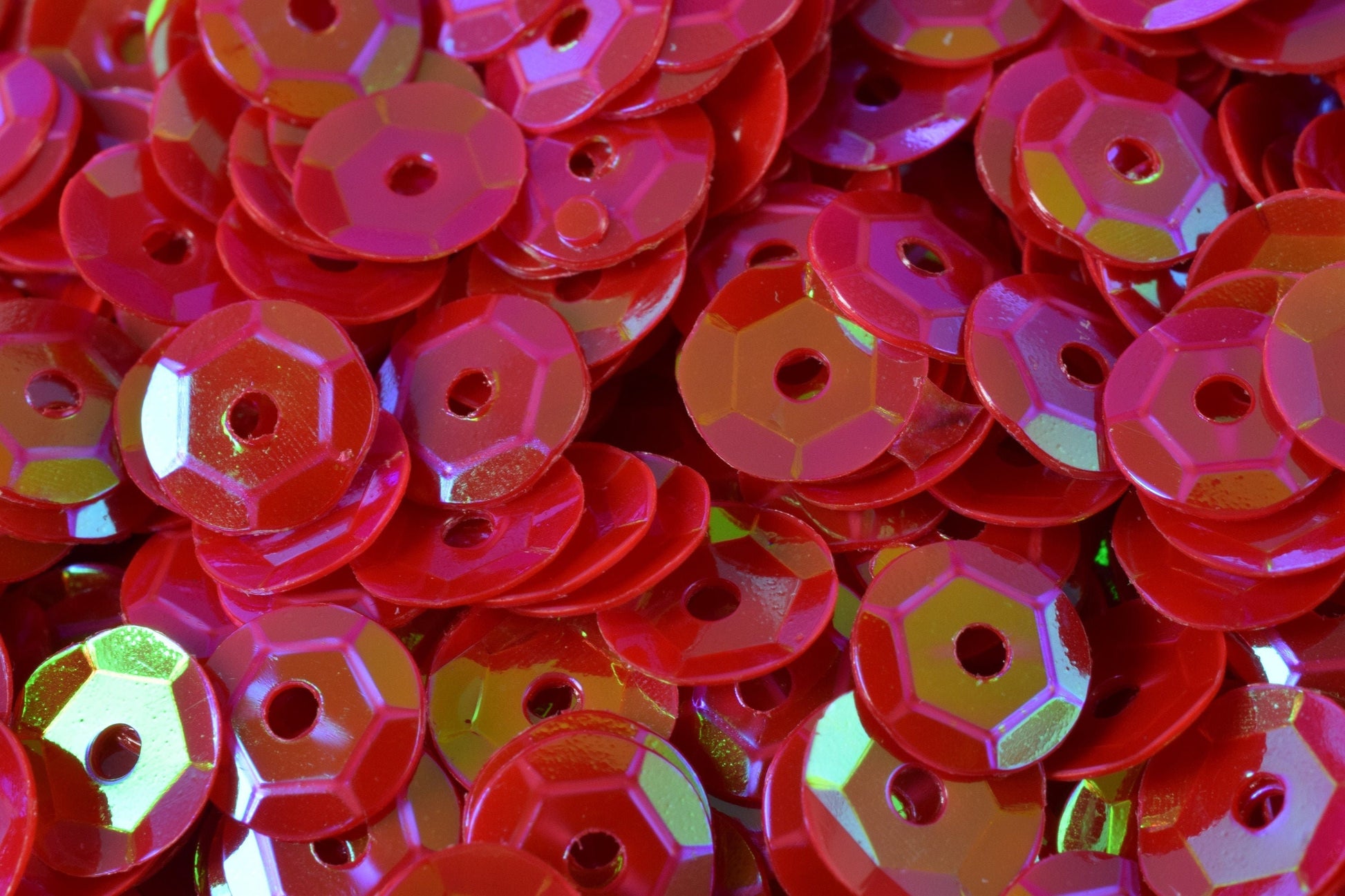 Raspberry Red Cup Sequins: Iridescent Sheen Round - 3/4/6mm Sizes, High Quality, Loose Paillettes for Apparel & Crafts